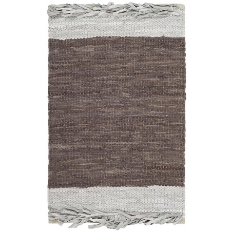 Safavieh Vintage Leather Hand Woven Medium Rectangle Rug Light Grey & Dark Brown - 6 x 9 ft. VTL310B-6